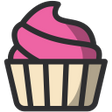 256x256 muffin icon with pink icing on the top